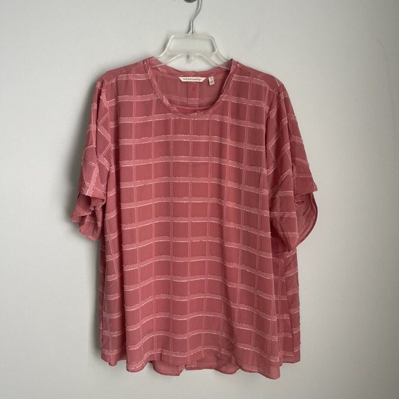 Soft Surroundings Pink Short Sleeve Tenerife Button Back Blouse with Cami - Picture 1 of 7